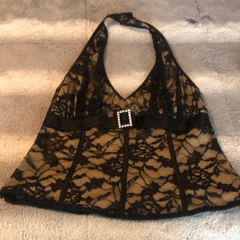 Cache Halter top! New with tags! Lace and rhinestone details.